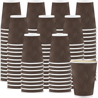 BYSNOW 500 Pack 12 oz Coffee Cups, Insulated Disposable Hot Paper Cups | by BYSNOW