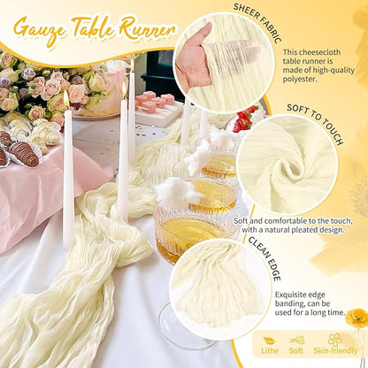 Showgeous 18 Pack Ivory Cheesecloth Table Runner, 17 x 108 Inches | Boho - Image 3