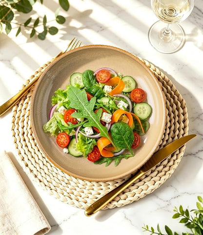 8.5" Ceramic Pasta Bowls Set of 4, Salad Bowls | Versatile Serving Bowls - Image 4