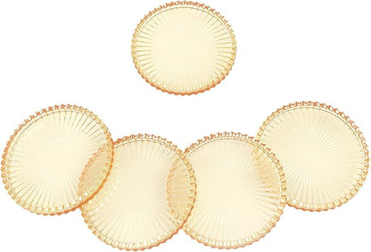 Modern Clear Coaster Set of 5- Amber Glass for Drinks Crystal Coasters Round Cup Coasters Coffee Table Decor for Office, Kitchen, Bar, Dining Room, Living Room,Used as a Candle Holder. (Amber)