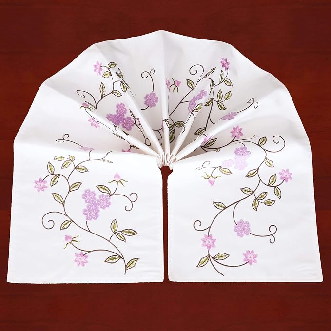 Double Thickness Rustic Embroidered Floral Table Runners - Image 2