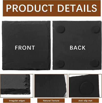 48 PCS Slate Coasters Black Square 4 Inch Bulk Rock, Blank Laser Engraving - Image 3