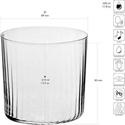Krosno Textured Wavy Cider Glasses, Set of 6, 13,86 Fl. OZ, Mixology Lumi Collection, Water, Juice and Cold Drinks, For Everyday Use, Dishwasher Safe, Made in Europe