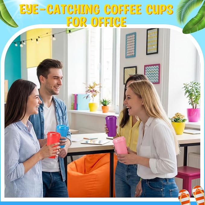 Honeydak 45 Pack 16 oz Reusable Coffee Cups - Image 4