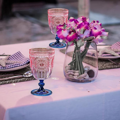 XUWAIDSGN 24Pcs Plastic Vintage Wine Glasses 13.5oz Reusable Embossed Goblet - Image 8