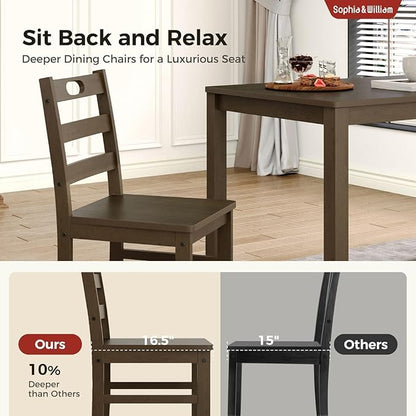 Sophia & William 5 Piece Dining Table Set for 4, Wood Kitchen Table and Chairs,Space-Saving Farmhouse Dining Sets,Dark Walnut