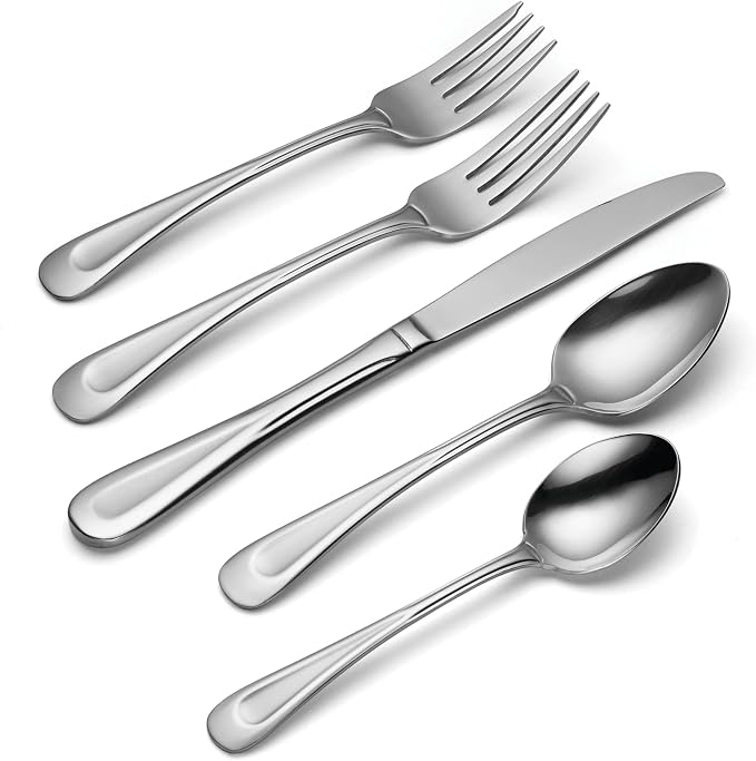 Oneida Satin Sand Dune 20-Piece 18/0 Stainless Steel Silverware Set - Image 3