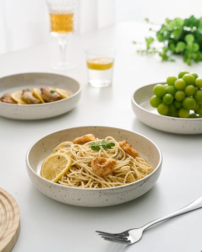 famiware Milkyway 33 oz Pasta Bowls Set of 4, Creamy White | Double Reactive - Image 7