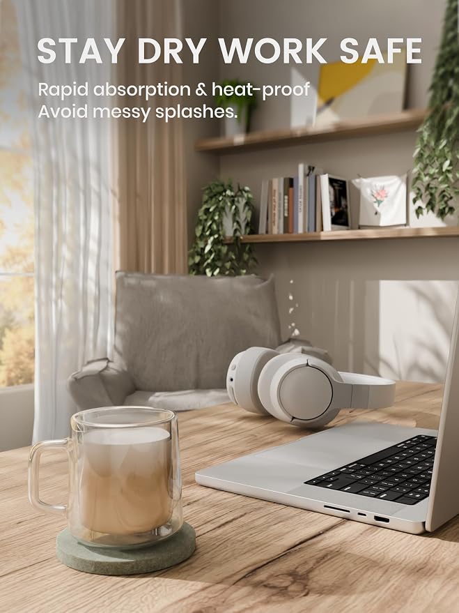 Fluxynara Felt Coasters with Holder, Sage | Round Felt Coasters, Heat-Resistant - Image 5