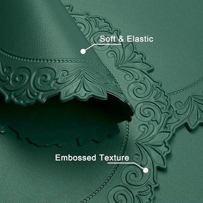 Noctiflorous Round Faux Leather 15 Inch Placemats Set of 4 Waterproof Wipeable Heat Resistant Tablemat for Dining Table Kitchen Non Slip Oilproof Table Place Mat for Indoor Outdoor(Green, 4)