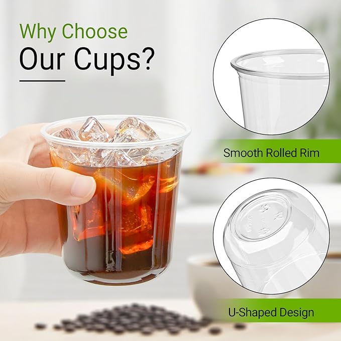 50 Pcs Round Bottom Plastic Cups, 12 oz Disposable Stemless Wine Glasses | - Image 3