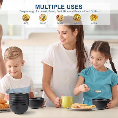 HOTEC 12-PACK BPA Free Unbreakable Plastic Cereal Bowls - Image 6