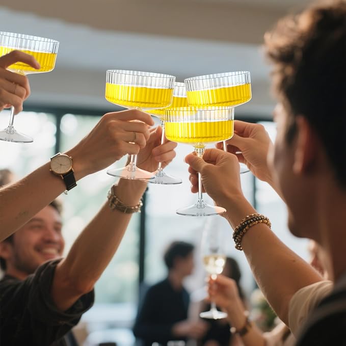 LIYH 20 Pcs Plastic Champagne Glasses 10 Oz Cocktail Coupe Glasses Champagne - Image 8
