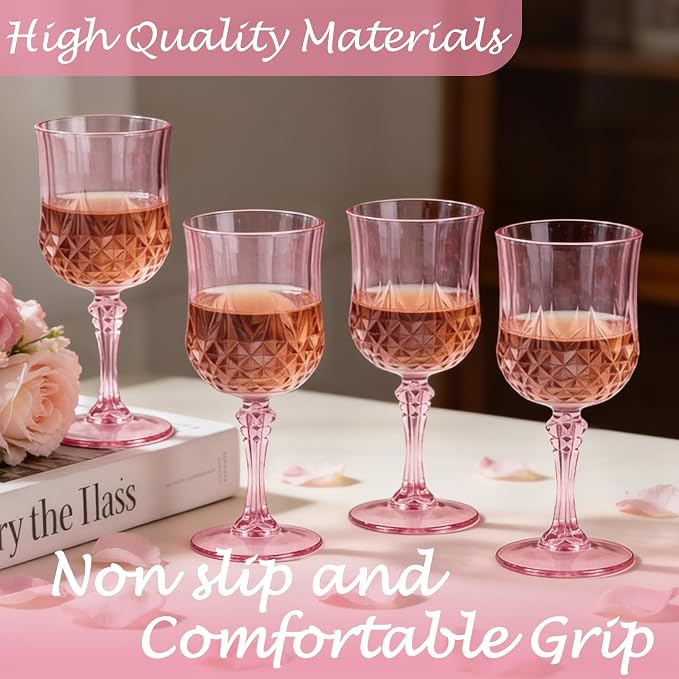 12Pack Plastic Wine Glasses, 7oz Vintage Goblets - Image 5