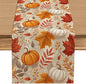 Fall Maple Leaf Pumpkin Table Runner, Seasonal Thanksgiving Harvest Farmhouse by Unknown