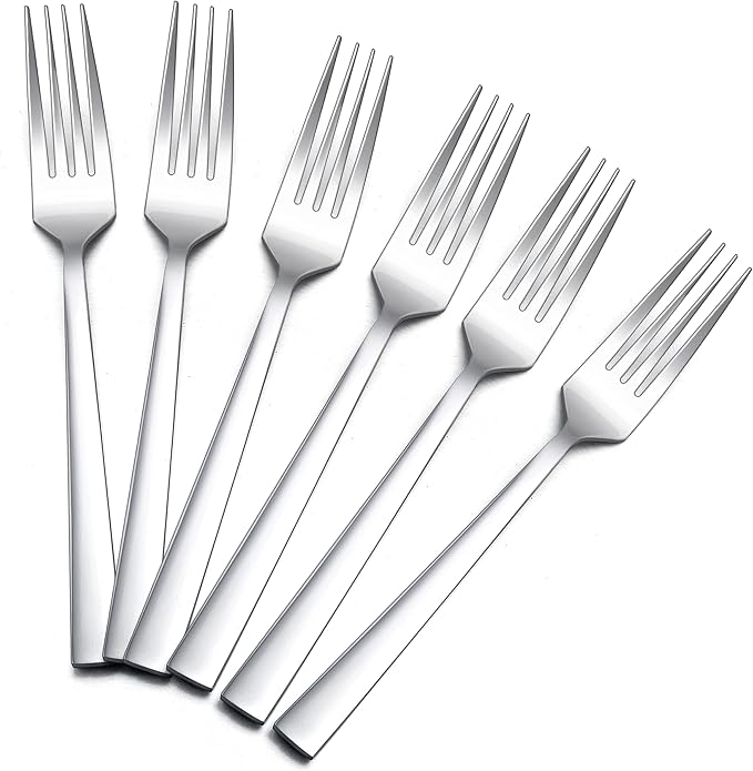Salad Forks Set of 6, E-far 6.7 Inch Stainless Steel Dessert Forks - Image 2