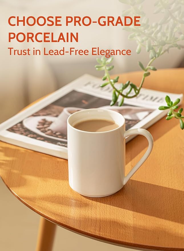 Sweese White Coffee Mug, Porcelain 11 Oz Coffee Mugs Set of 6, Ceramic Coffee - Image 4