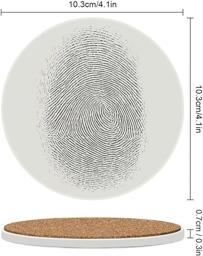 Minimalist Fingerprint Simple Lines Abstract Coasters Set of 4 Absorbent - Image 2