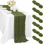 6 Pieces 10FT Olive Green Cheesecloth Table Runner Boho Gauze Fabric Runner by Sunnyline