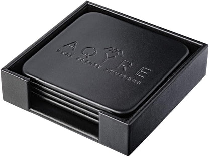 Dacasso Black Leather 4-Square Coaster Set - Image 9