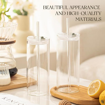 KEMORELA 6-Pack 18oz Ribbed Glass Cups - Image 6