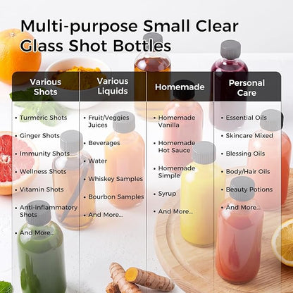 AOZITA 12 Pack, 2 oz Small Clear Glass Bottles w/Lid & 3 Funnels - 60ml Boston - Image 2