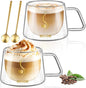 ecooe Double Walled Glass Coffee Mug 12oz Cappuccino Latte Macchiato Cups Set by ecooe