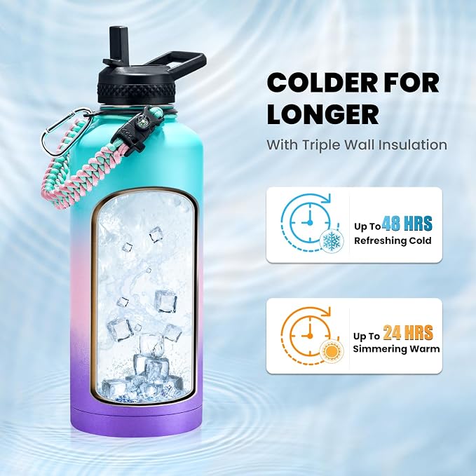 RAYMYLO Insulated Water Bottle 87 oz, Triple Wall Vacuum Stainless Steel | - Image 2