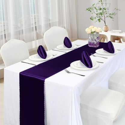 VACVELT Purple Satin Table Runners, 12x72 Inch, 12 Pack, Scalloped Edge | Silky - Image 2