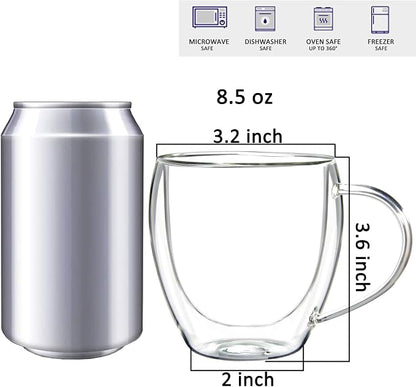 Youngever 2 Pack Glass Coffee Cups, Double Wall Thermo Insulated Coffee Cups - Image 2