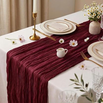 10 Pack Burgundy Cheesecloth Table Runner 17 x 108 Inch | Boho Gauze Fabric - Image 3