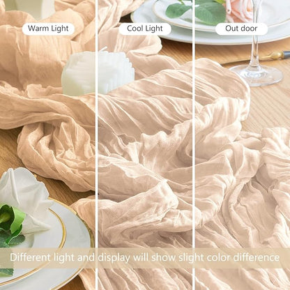Cheesecloth Table Runner Beige 10FT Boho Gauze Runner, 2 Pack | 120 Inch Cheese - Image 7
