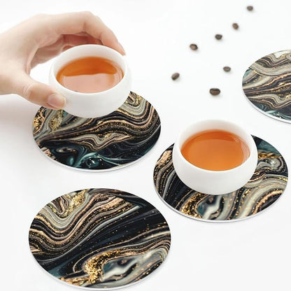 Black Gold Marble Style Coasters Set of 6 Coasters - Image 8
