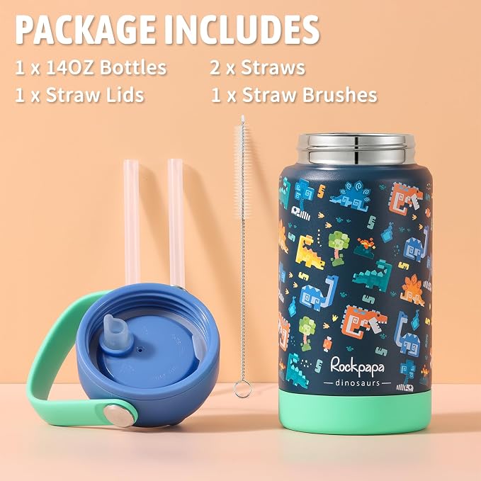 rockpapa 14 oz Kids Insulated Water Bottle，Stainless Steel Toddler Cups - Image 7