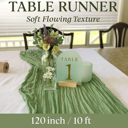 3 Pack Sage Green 10FT Cheesecloth Table Runners –120 Inch Rustic Gauze Bulk Set - Image 2