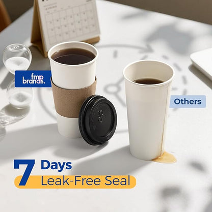 Fit Meal Prep 24 oz 100 Pack To Go Coffee Cups with Lids and Sleeves, Disposable Paper Coffee Cups with Lids for Hot/Cold Beverage