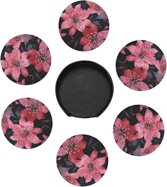 6Pcs PU Leather Coaster for Drinks, Aesthetic Drink Coasters for Coffee Table - Image 7