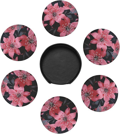 6Pcs PU Leather Coaster for Drinks, Aesthetic Drink Coasters for Coffee Table - Image 7