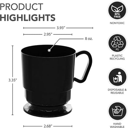 Party Essentials 8-Ounce Hard Plastic Coffee Cup/Tea Mug - Image 2