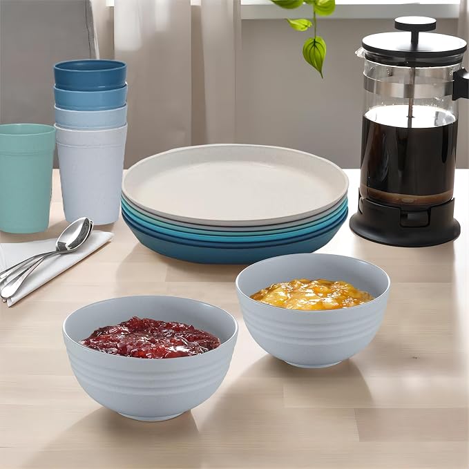 10 Inch Plastic Dinner Plates Set of 8, Wheat Straw Plates Reusable & - Image 6