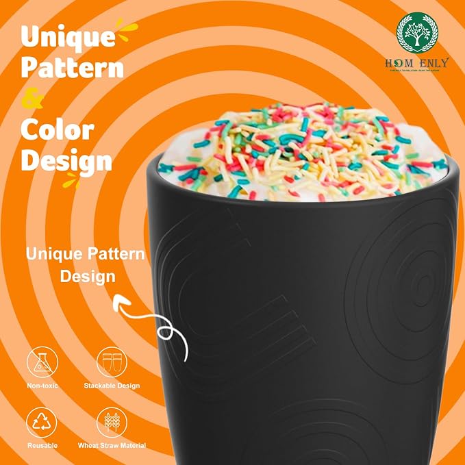 Homienly Wheat Straw Cups 8 PCS Plastic Cups Unbreakable Drinking Cup Reusable - Image 4