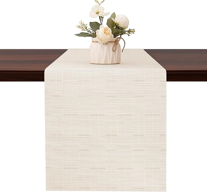 Table Runner 72 Inches Long, Vinyl Woven Heatproof Table Runners | Washable by Banchif