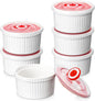 MALACASA 8 Oz Ramekins with Lids Set of 6, Porcelain Creme Brulee Cups | Oven by MALACASA