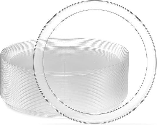 PLASTICPRO Plastic Party Plates Edge Collection Premium heavyweight Elegant Disposable Tableware Dishes (Clear, 8.6'' INCH PLATES)