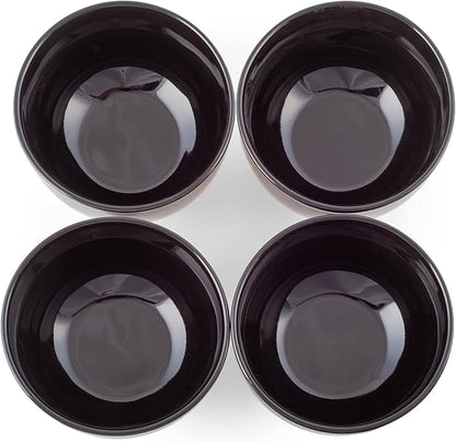 Elanze Designs Bistro Glossy Ceramic 4 inch Cute and Small Dessert Bowls Set of 4 - Perfect for Everyday uses from Snacks, Ice Cream, Candy and Treats, Black