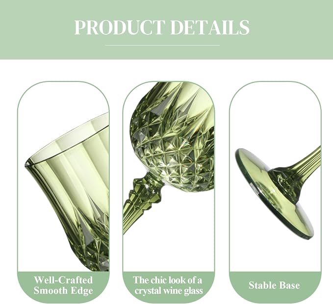 XUWAIDSGN 24 Pcs 7oz Plastic Vintage Wine Glasses Drinking Glasses Unbreakable - Image 4