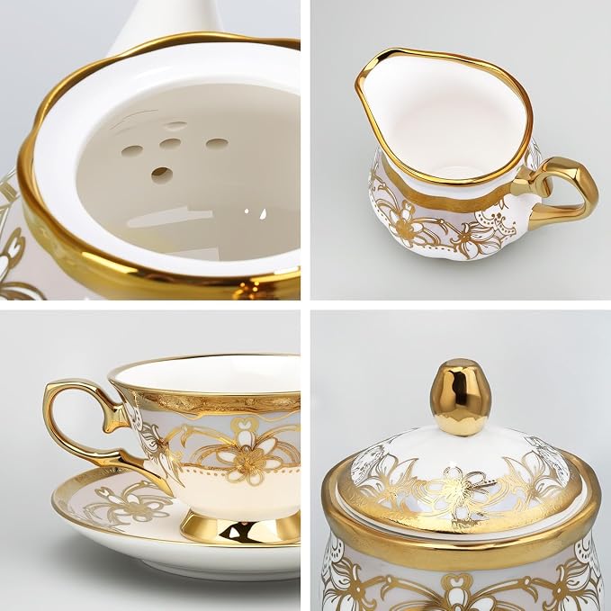 fanquare 21 Pieces Porcelain Tea Set - Image 2