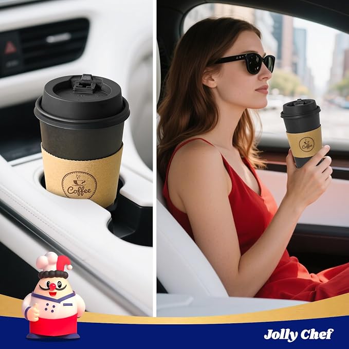 JOLLY CHEF 100 Count 20 oz Black Paper Coffee Cups - Image 6