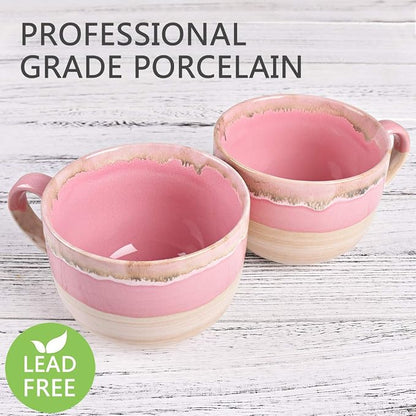 Bosmarlin Large Ceramic Coffee Mug Set of 2, Stoneware Jumbo Latte Mugs Tea - Image 3