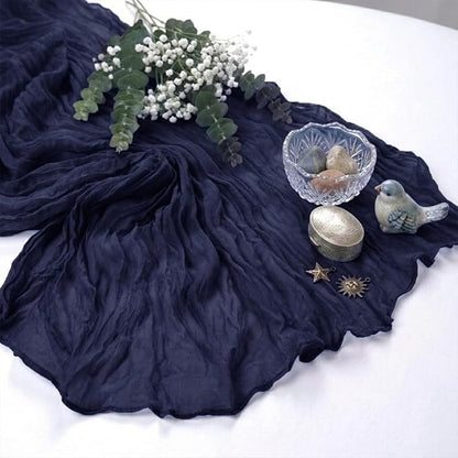 10 Pack Navy Blue Cheesecloth Table Runner 17 x 108 Inch | Boho Gauze Fabric - Image 6